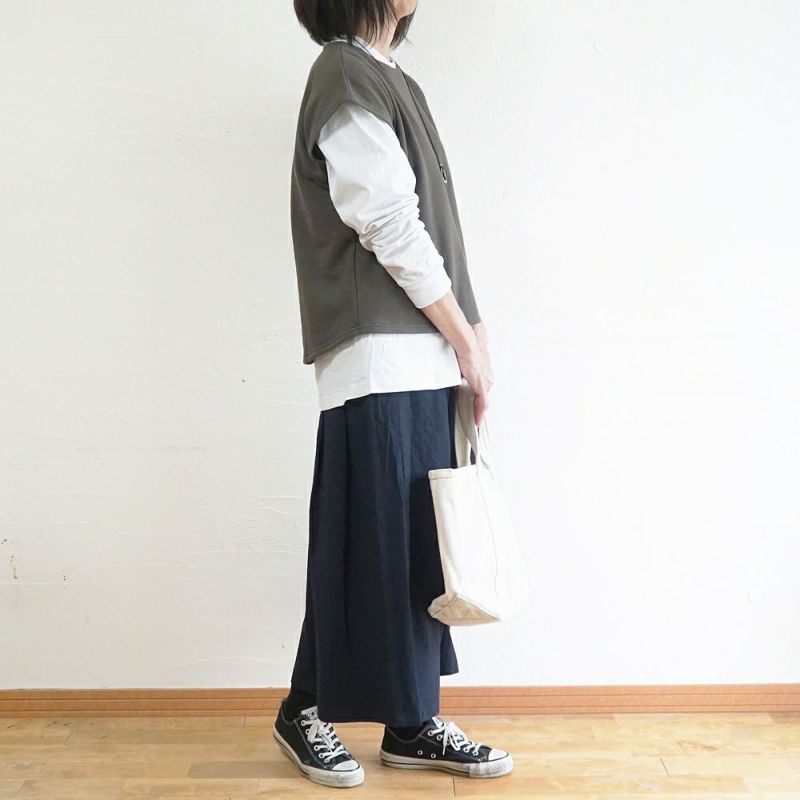 Branch m‘.,ブランチエム,ナチュラル,30代,40代,50代,60代,コットン,ゆったり,綿,裏毛,裏毛ベスト,ベスト,レイヤード,重ね着,体温調節,