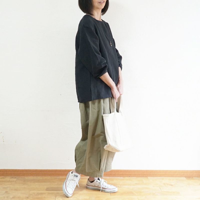 Branch m‘.,ブランチエム,ナチュラル,30代,40代,50代,60代,コーデセット,コーディネートセット,セット売り,ゆったり,blouse,ブラウス,リネンブラウス,プルオーバー,プルオーバーブラウス,リネンプルオーバー,袖ゴム,バルーンパンツ,ワイドパンツ,フィグパンツ