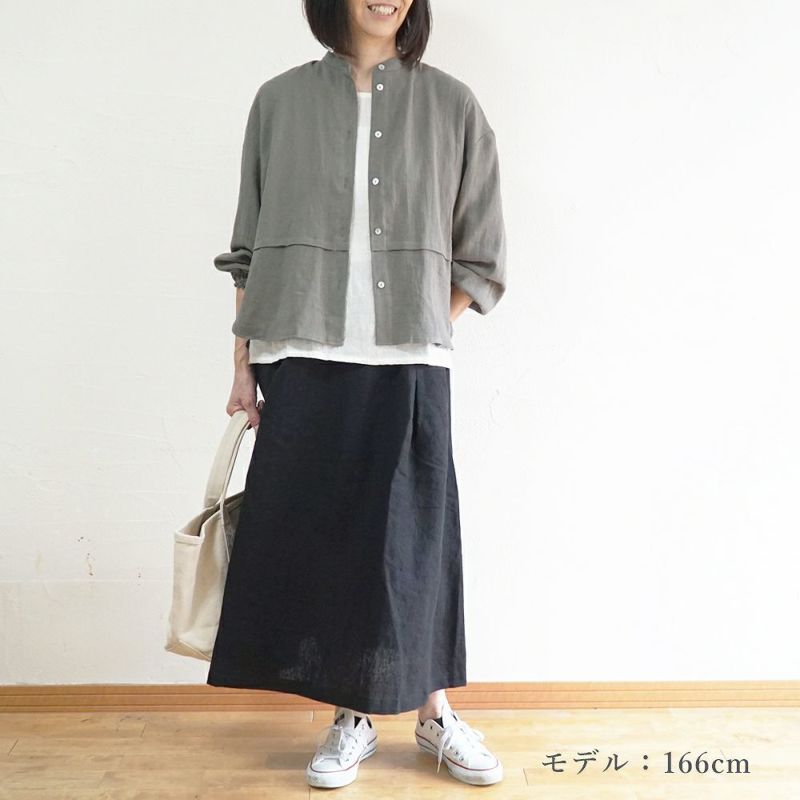 Branch m‘.,ブランチエム,ナチュラル,30代,40代,50代,60代,コーデセット,コーディネートセット,セット売り,ゆったり,blouse,ブラウス,桐七炊き,コットンリネン,リネンスカート,スカート,フレアスカート,バンドカラー,バンドカラーブラウス,切替ブラウス