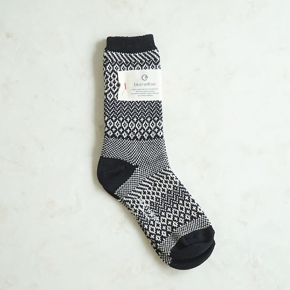 Branch m‘.,ブランチエム,ナチュラル,30代,40代,50代,60代,コットン,ゆったり,bluewillow,ブルーウィロー,靴下,ソックス,柄編み,柄編みソックス,柄編み靴下,コットンソックス