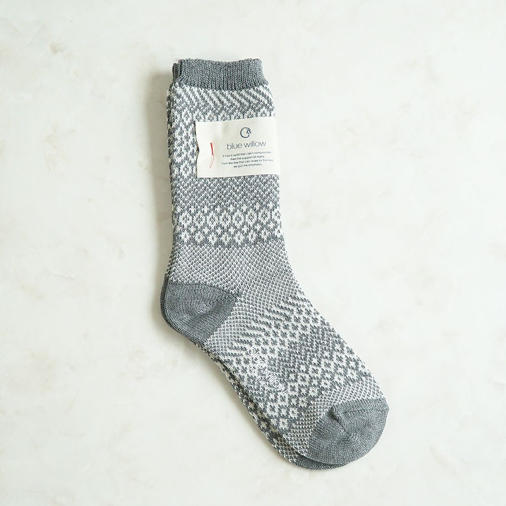 Branch m‘.,ブランチエム,ナチュラル,30代,40代,50代,60代,コットン,ゆったり,bluewillow,ブルーウィロー,靴下,ソックス,柄編み,柄編みソックス,柄編み靴下,コットンソックス