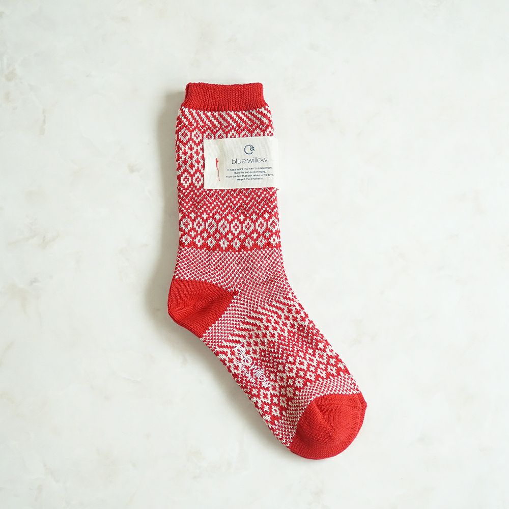 Branch m‘.,ブランチエム,ナチュラル,30代,40代,50代,60代,コットン,ゆったり,bluewillow,ブルーウィロー,靴下,ソックス,柄編み,柄編みソックス,柄編み靴下,コットンソックス