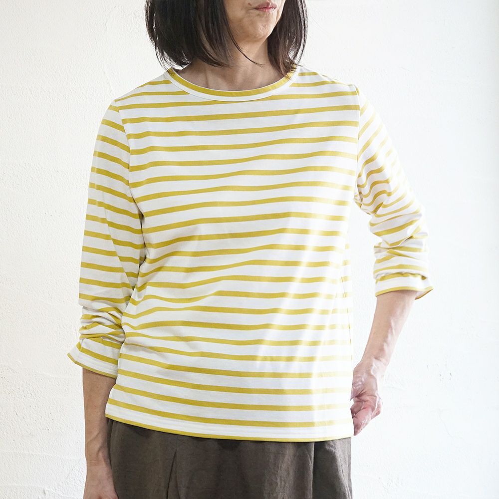 Branch m‘.,ブランチエム,ナチュラル,30代,40代,50代,60代,コットン,綿,ゆったり,Tシャツ,カットソー,ボーダー,ボーダーTシャツ,長袖