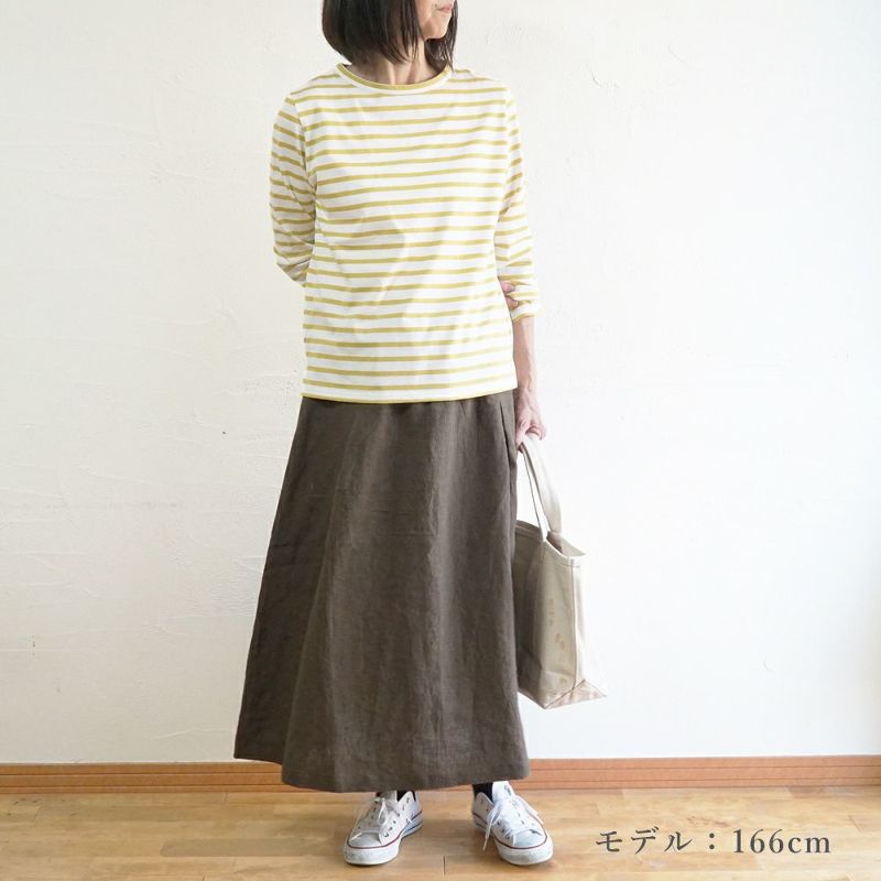 Branch m‘.,ブランチエム,ナチュラル,30代,40代,50代,60代,コットン,綿,ゆったり,Tシャツ,カットソー,ボーダー,ボーダーTシャツ,長袖