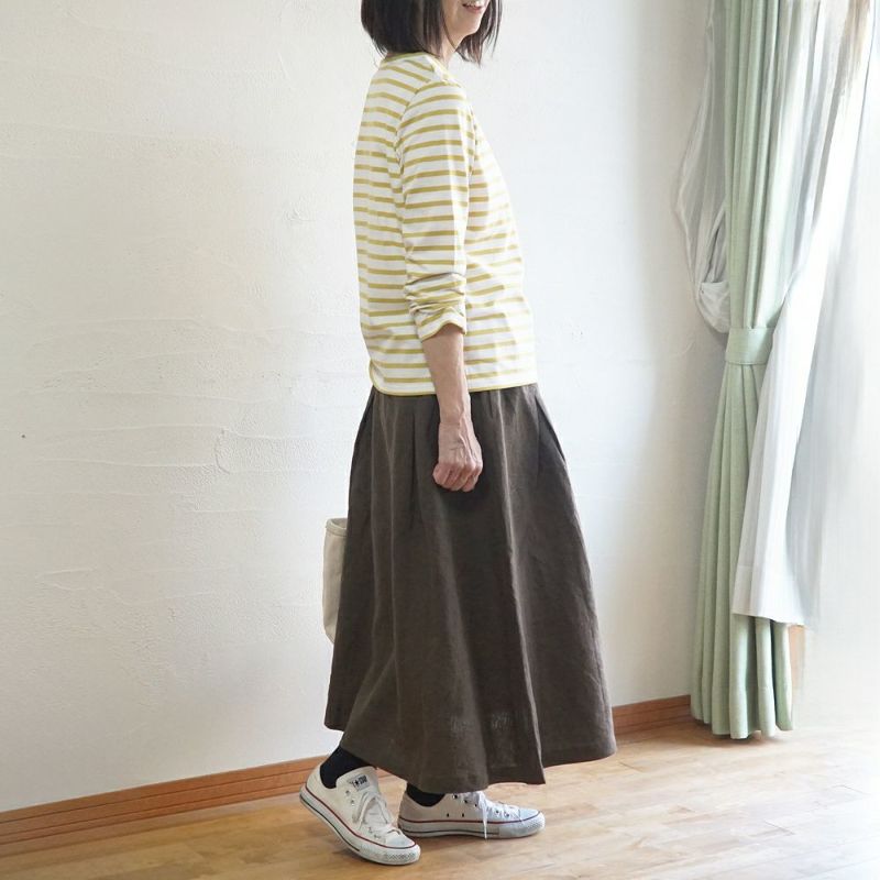 Branch m‘.,ブランチエム,ナチュラル,30代,40代,50代,60代,コットン,綿,ゆったり,Tシャツ,カットソー,ボーダー,ボーダーTシャツ,長袖