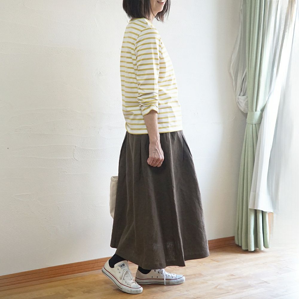 Branch m‘.,ブランチエム,ナチュラル,30代,40代,50代,60代,コットン,綿,ゆったり,Tシャツ,カットソー,ボーダー,ボーダーTシャツ,長袖