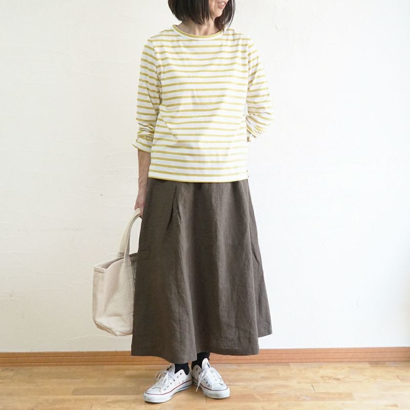 Branch m‘.,ブランチエム,ナチュラル,30代,40代,50代,60代,コットン,綿,ゆったり,Tシャツ,カットソー,ボーダー,ボーダーTシャツ,長袖