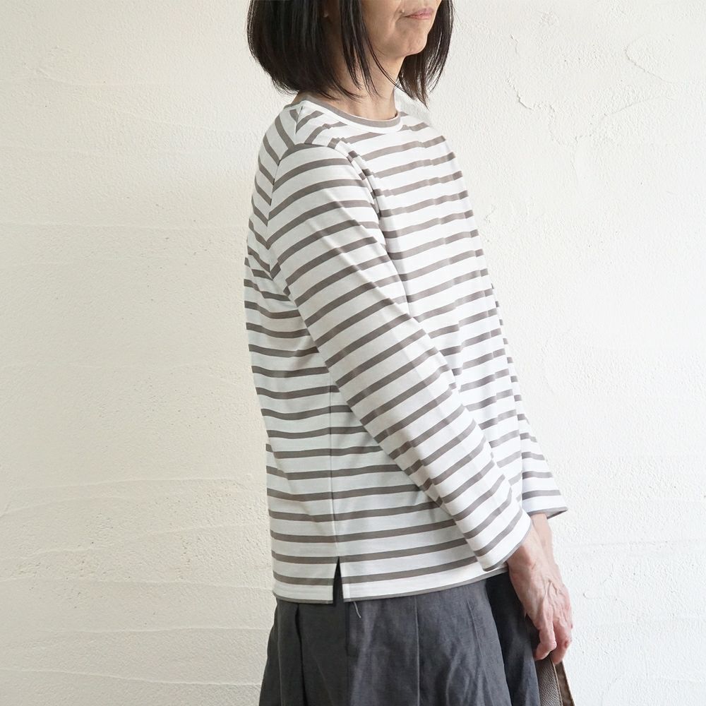 Branch m‘.,ブランチエム,ナチュラル,30代,40代,50代,60代,コットン,綿,ゆったり,Tシャツ,カットソー,ボーダー,ボーダーTシャツ,長袖