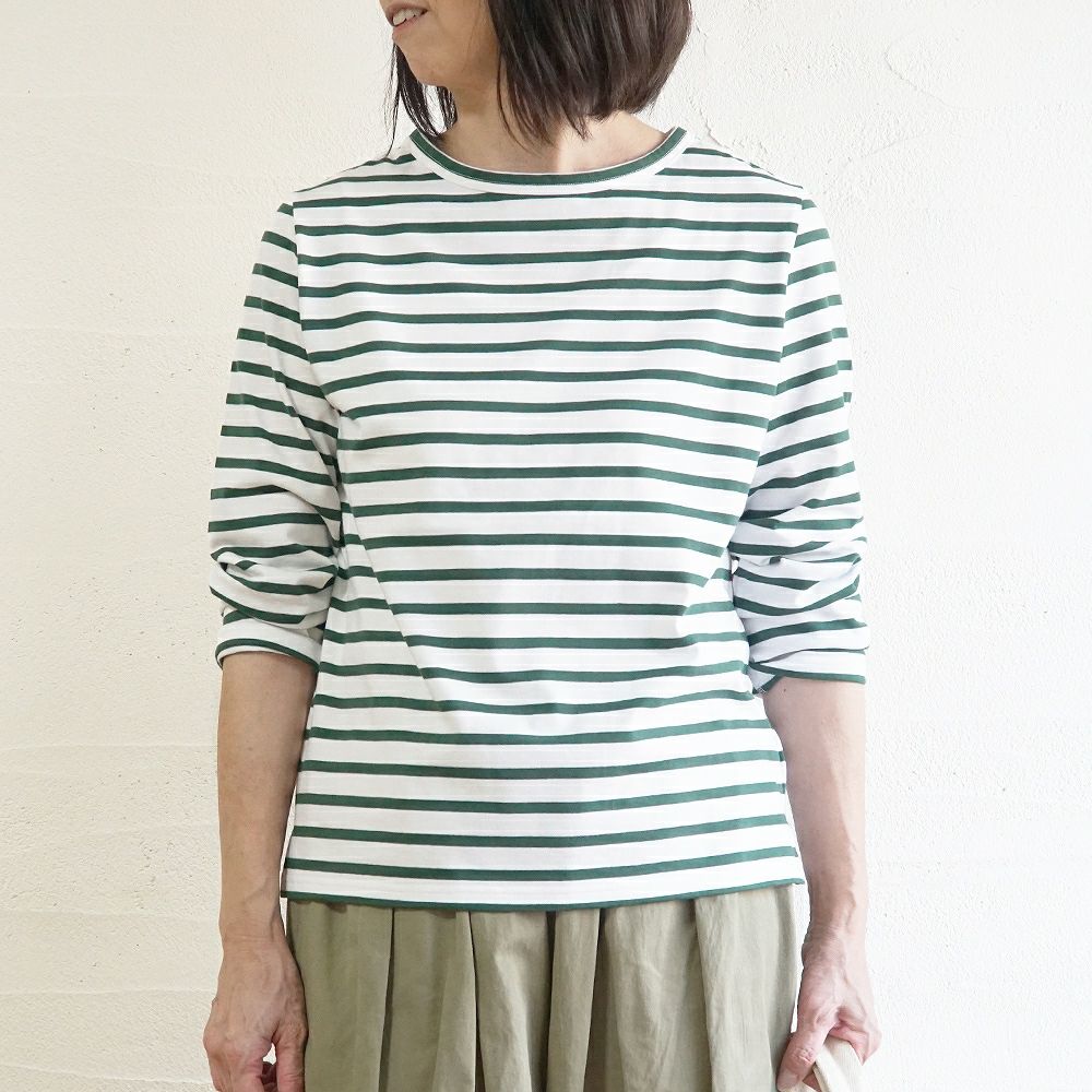 Branch m‘.,ブランチエム,ナチュラル,30代,40代,50代,60代,コットン,綿,ゆったり,Tシャツ,カットソー,ボーダー,ボーダーTシャツ,長袖