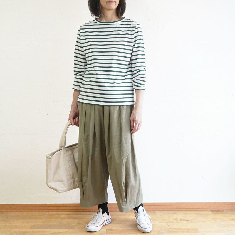 Branch m‘.,ブランチエム,ナチュラル,30代,40代,50代,60代,コットン,綿,ゆったり,Tシャツ,カットソー,ボーダー,ボーダーTシャツ,長袖