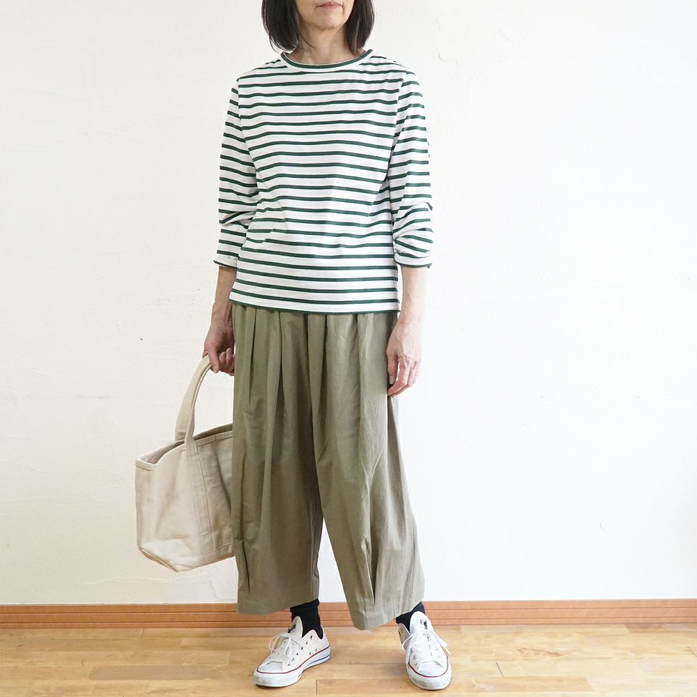 Branch m‘.,ブランチエム,ナチュラル,30代,40代,50代,60代,コットン,綿,ゆったり,Tシャツ,カットソー,ボーダー,ボーダーTシャツ,長袖