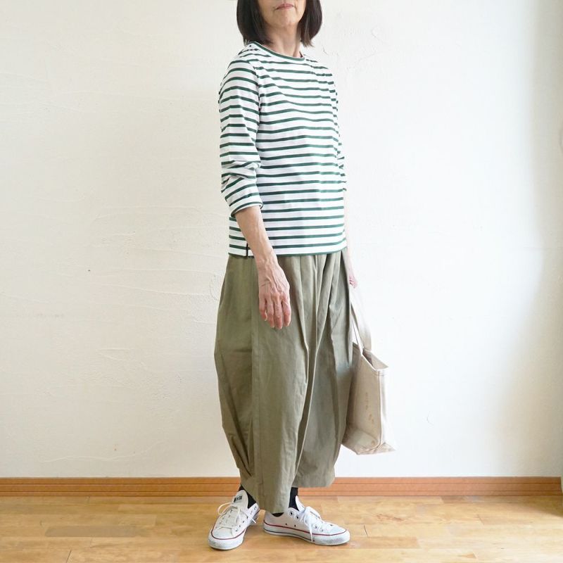 Branch m‘.,ブランチエム,ナチュラル,30代,40代,50代,60代,コットン,綿,ゆったり,Tシャツ,カットソー,ボーダー,ボーダーTシャツ,長袖