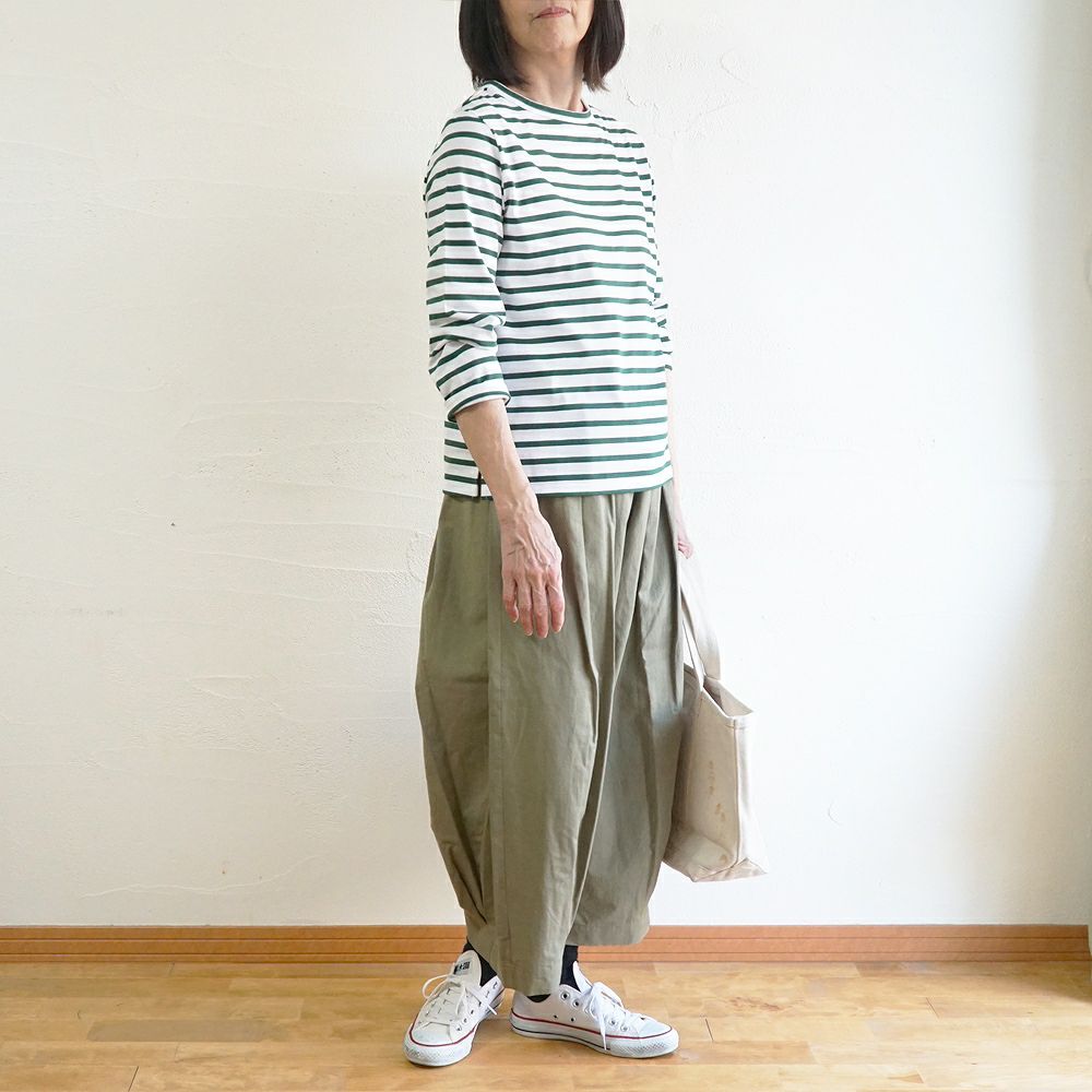 Branch m‘.,ブランチエム,ナチュラル,30代,40代,50代,60代,コットン,綿,ゆったり,Tシャツ,カットソー,ボーダー,ボーダーTシャツ,長袖