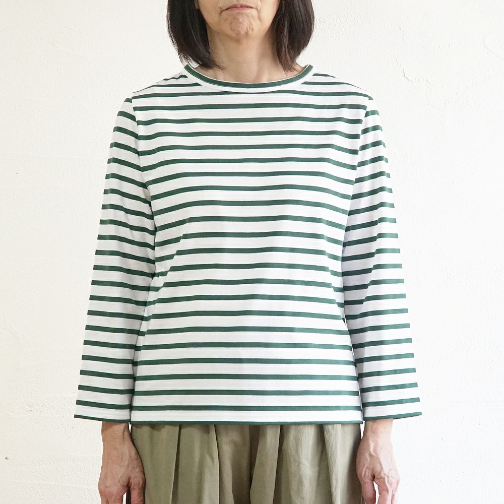 Branch m‘.,ブランチエム,ナチュラル,30代,40代,50代,60代,コットン,綿,ゆったり,Tシャツ,カットソー,ボーダー,ボーダーTシャツ,長袖