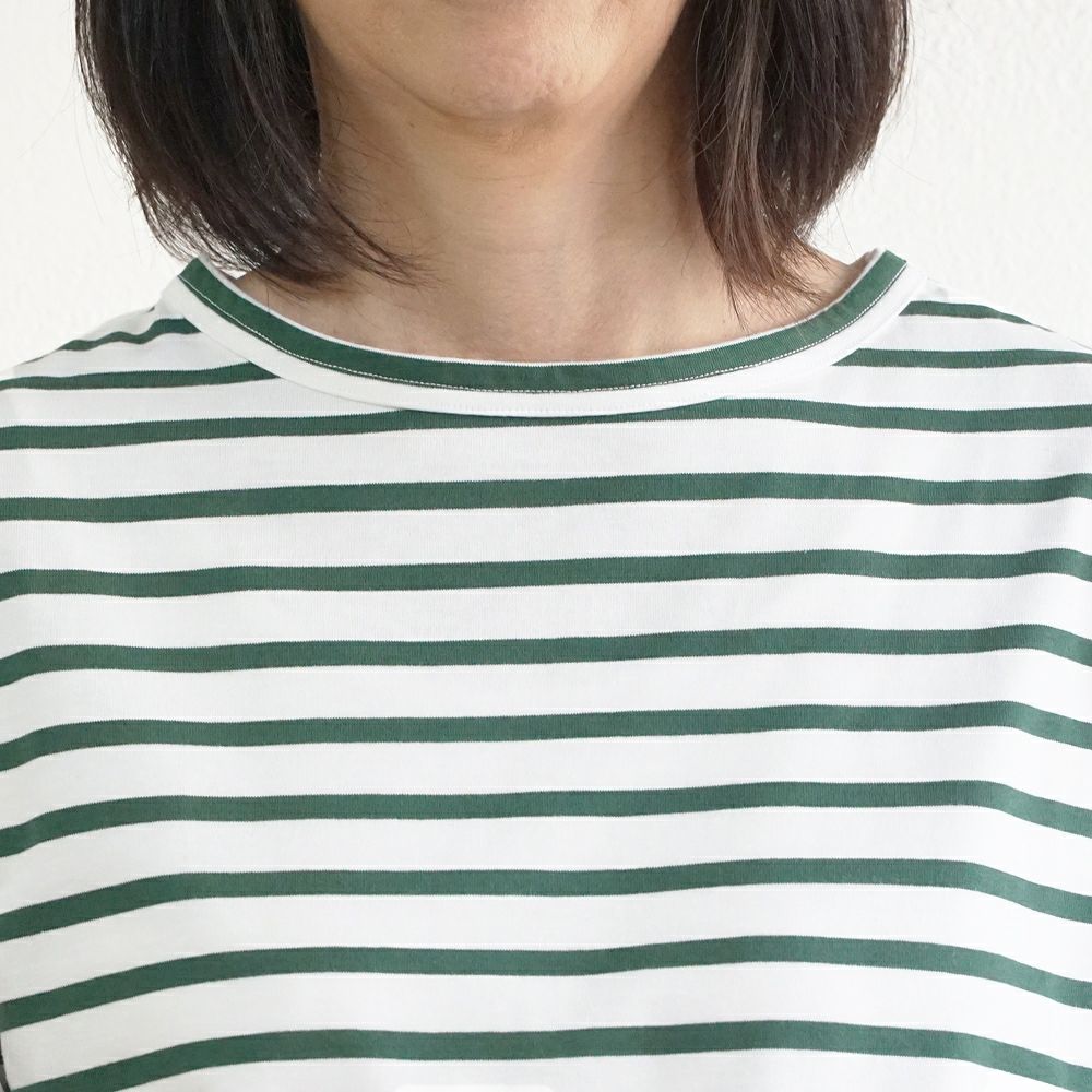 Branch m‘.,ブランチエム,ナチュラル,30代,40代,50代,60代,コットン,綿,ゆったり,Tシャツ,カットソー,ボーダー,ボーダーTシャツ,長袖