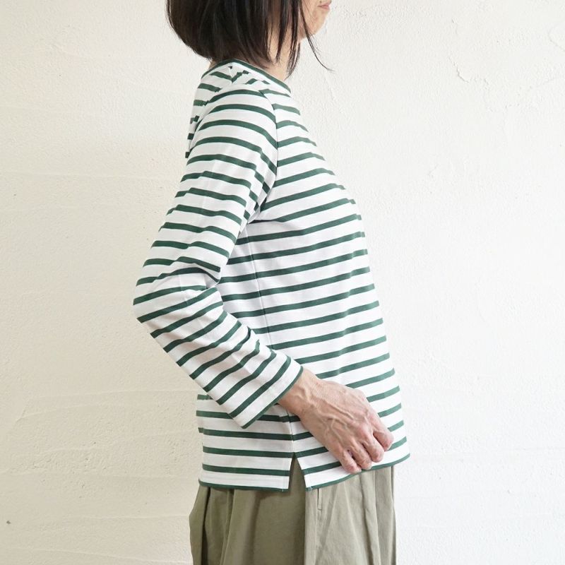 Branch m‘.,ブランチエム,ナチュラル,30代,40代,50代,60代,コットン,綿,ゆったり,Tシャツ,カットソー,ボーダー,ボーダーTシャツ,長袖