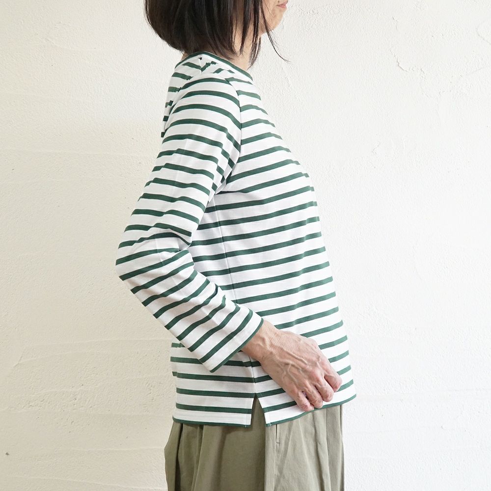 Branch m‘.,ブランチエム,ナチュラル,30代,40代,50代,60代,コットン,綿,ゆったり,Tシャツ,カットソー,ボーダー,ボーダーTシャツ,長袖