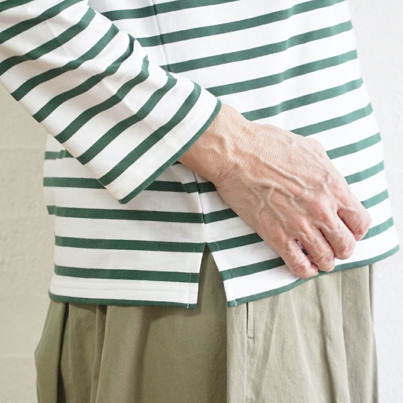 Branch m‘.,ブランチエム,ナチュラル,30代,40代,50代,60代,コットン,綿,ゆったり,Tシャツ,カットソー,ボーダー,ボーダーTシャツ,長袖