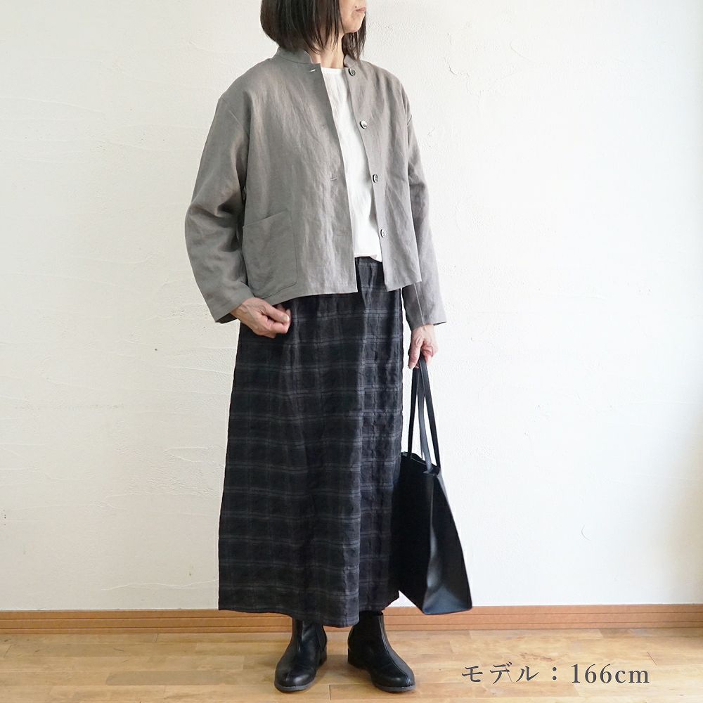 Branch m‘.,ブランチエム,ナチュラル,30代,40代,50代,60代,リネン,ゆったり,ジャケット,リネンジャケット,スタンドカラージャケット,スタンドネックジャケット,ショート丈,ショートジャケット, 