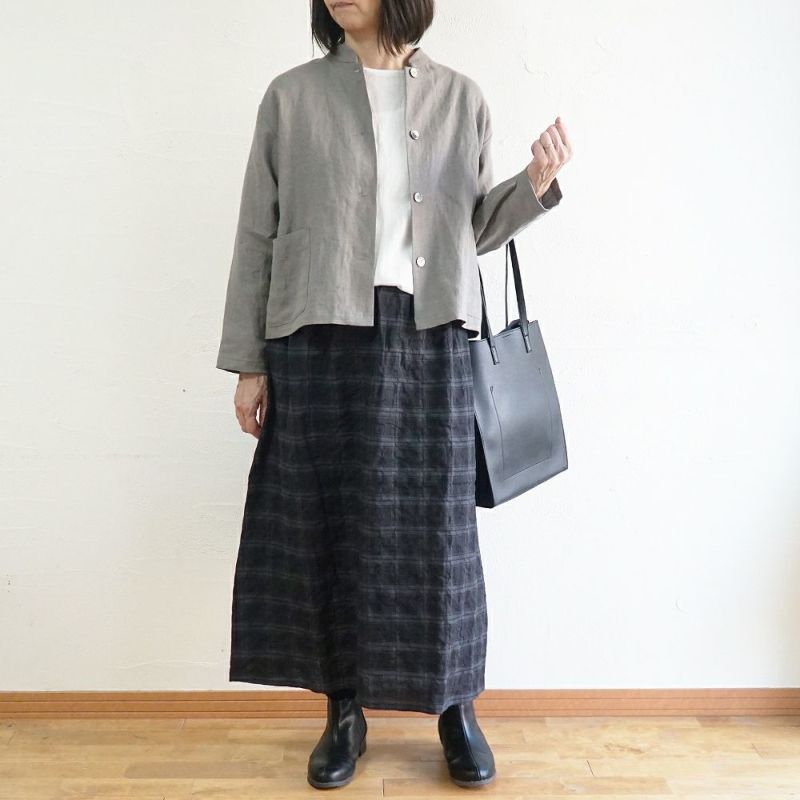 Branch m‘.,ブランチエム,ナチュラル,30代,40代,50代,60代,リネン,ゆったり,ジャケット,リネンジャケット,スタンドカラージャケット,スタンドネックジャケット,ショート丈,ショートジャケット, 