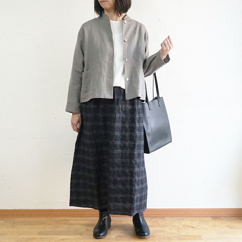 Branch m‘.,ブランチエム,ナチュラル,30代,40代,50代,60代,リネン,ゆったり,ジャケット,リネンジャケット,スタンドカラージャケット,スタンドネックジャケット,ショート丈,ショートジャケット, 