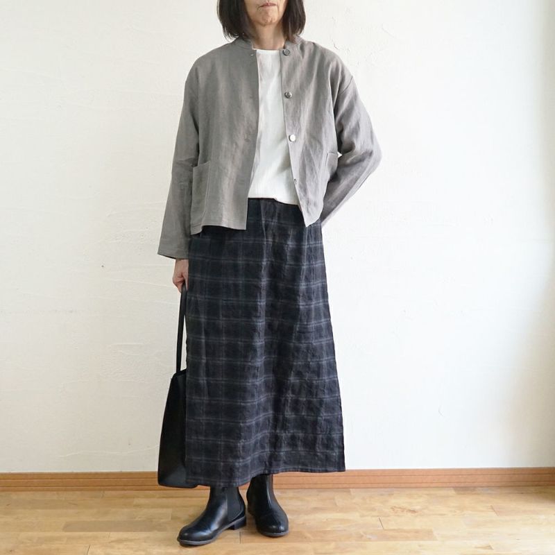 Branch m‘.,ブランチエム,ナチュラル,30代,40代,50代,60代,リネン,ゆったり,ジャケット,リネンジャケット,スタンドカラージャケット,スタンドネックジャケット,ショート丈,ショートジャケット, 