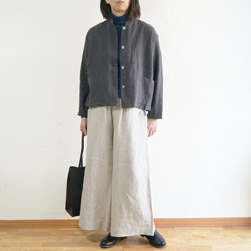 Branch m‘.,ブランチエム,ナチュラル,30代,40代,50代,60代,リネン,ゆったり,ジャケット,リネンジャケット,スタンドカラージャケット,スタンドネックジャケット,ショート丈,ショートジャケット, 