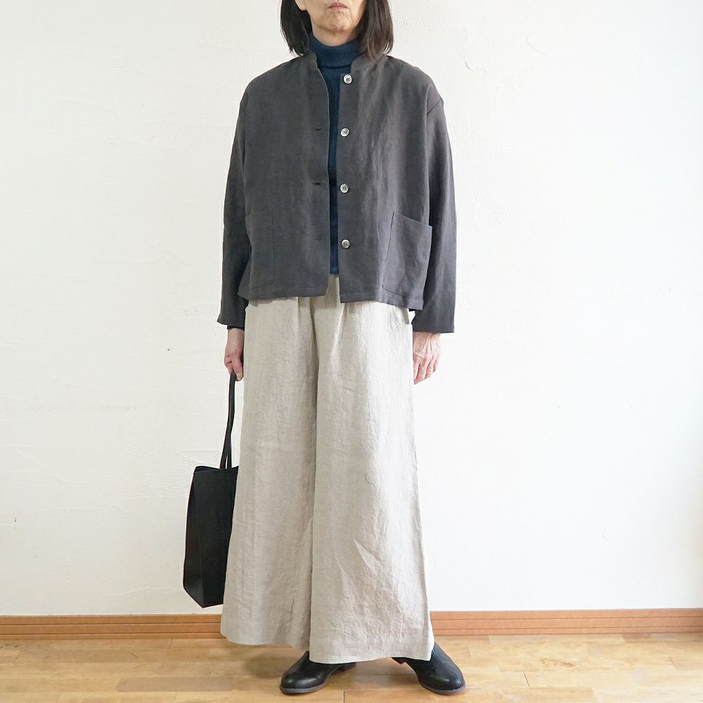 Branch m‘.,ブランチエム,ナチュラル,30代,40代,50代,60代,リネン,ゆったり,ジャケット,リネンジャケット,スタンドカラージャケット,スタンドネックジャケット,ショート丈,ショートジャケット, 