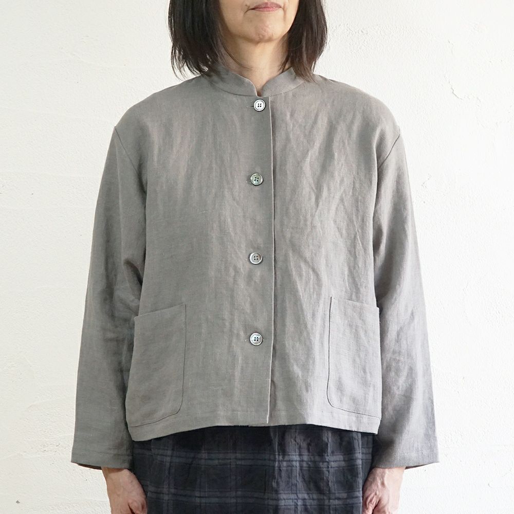 Branch m‘.,ブランチエム,ナチュラル,30代,40代,50代,60代,リネン,ゆったり,ジャケット,リネンジャケット,スタンドカラージャケット,スタンドネックジャケット,ショート丈,ショートジャケット, 