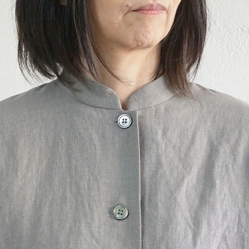 Branch m‘.,ブランチエム,ナチュラル,30代,40代,50代,60代,リネン,ゆったり,ジャケット,リネンジャケット,スタンドカラージャケット,スタンドネックジャケット,ショート丈,ショートジャケット, 