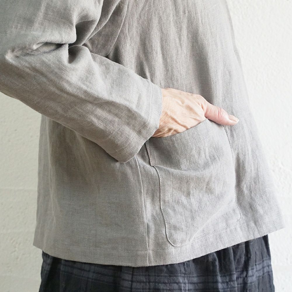 Branch m‘.,ブランチエム,ナチュラル,30代,40代,50代,60代,リネン,ゆったり,ジャケット,リネンジャケット,スタンドカラージャケット,スタンドネックジャケット,ショート丈,ショートジャケット, 