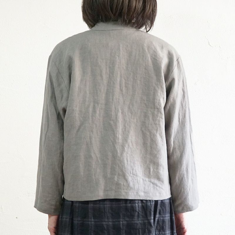 Branch m‘.,ブランチエム,ナチュラル,30代,40代,50代,60代,リネン,ゆったり,ジャケット,リネンジャケット,スタンドカラージャケット,スタンドネックジャケット,ショート丈,ショートジャケット, 