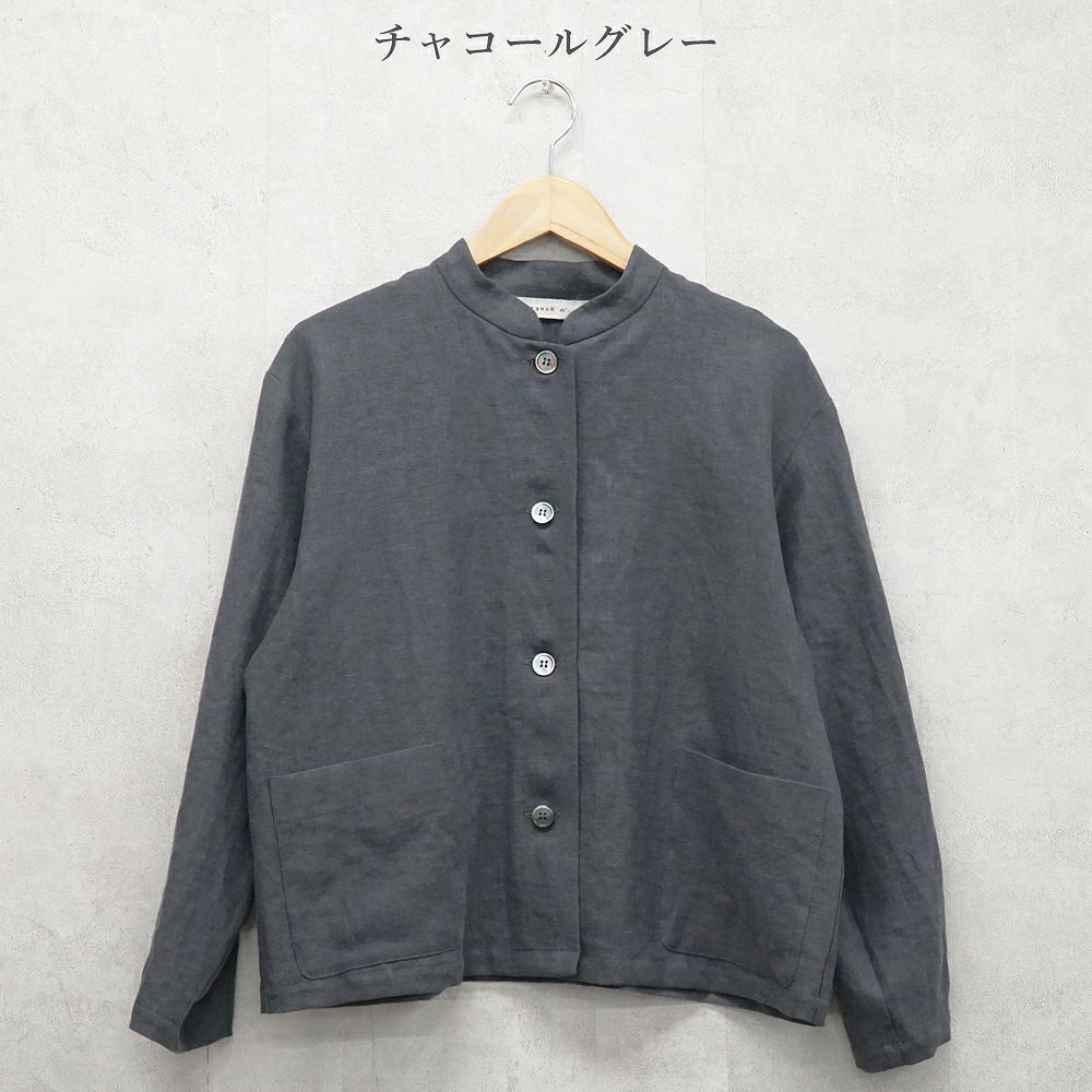 Branch m‘.,ブランチエム,ナチュラル,30代,40代,50代,60代,リネン,ゆったり,ジャケット,リネンジャケット,スタンドカラージャケット,スタンドネックジャケット,ショート丈,ショートジャケット, 