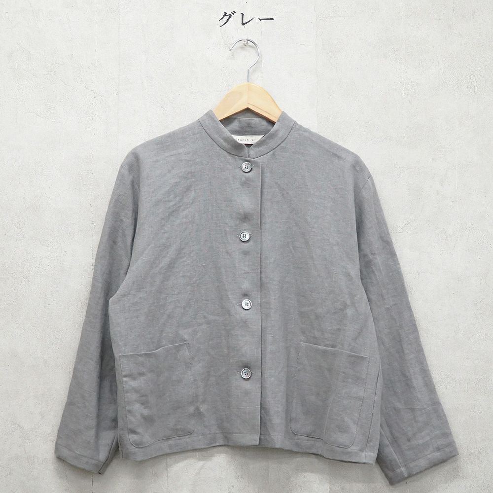 Branch m‘.,ブランチエム,ナチュラル,30代,40代,50代,60代,リネン,ゆったり,ジャケット,リネンジャケット,スタンドカラージャケット,スタンドネックジャケット,ショート丈,ショートジャケット, 