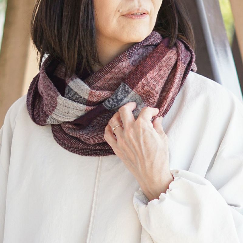 Branch m‘.,ブランチエム,ナチュラル,30代,40代,50代,60代,ウール,ゆったり,ストール,スヌード,サークルストール,ウールストール,ウールスヌード,チェック,チェックマフラー,チェックスヌード
