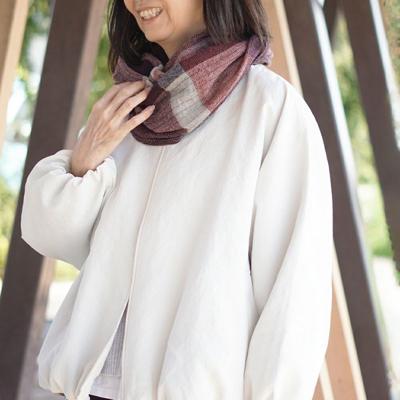 Branch m‘.,ブランチエム,ナチュラル,30代,40代,50代,60代,ウール,ゆったり,ストール,スヌード,サークルストール,ウールストール,ウールスヌード,チェック,チェックマフラー,チェックスヌード