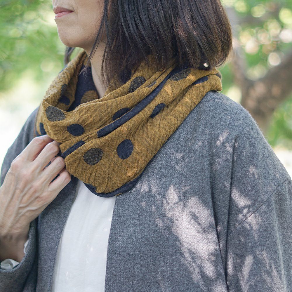 Branch m‘.,ブランチエム,ナチュラル,30代,40代,50代,60代,ウール,ゆったり,ストール,スヌード,サークルストール,ウールストール,ウールスヌード,水玉,水玉マフラー,水玉スヌード,ドット柄,ドット,ドットマフラー