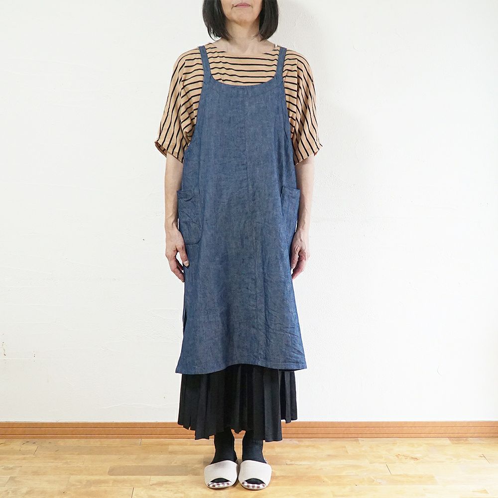 Branch m‘.,ブランチエム,ナチュラル,30代,40代,50代,60代,リネン,ゆったり,エプロン,リネンエプロン,ワンピースエプロン,エプロンワンピース,