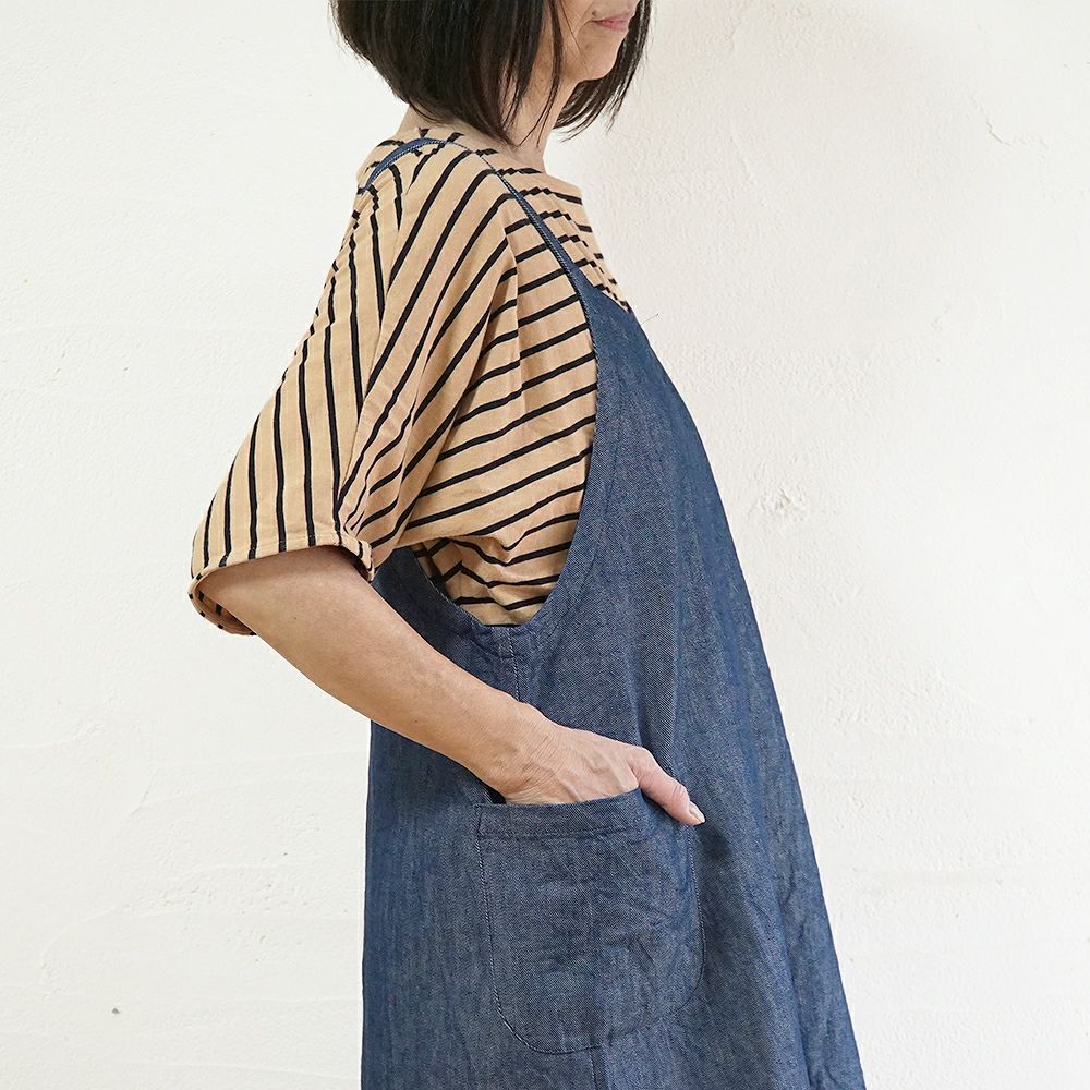 Branch m‘.,ブランチエム,ナチュラル,30代,40代,50代,60代,リネン,ゆったり,エプロン,リネンエプロン,ワンピースエプロン,エプロンワンピース,