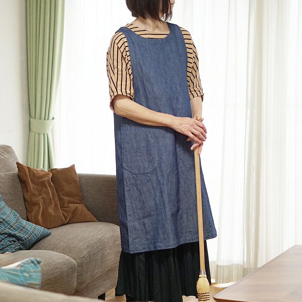 Branch m‘.,ブランチエム,ナチュラル,30代,40代,50代,60代,リネン,ゆったり,エプロン,リネンエプロン,ワンピースエプロン,エプロンワンピース,