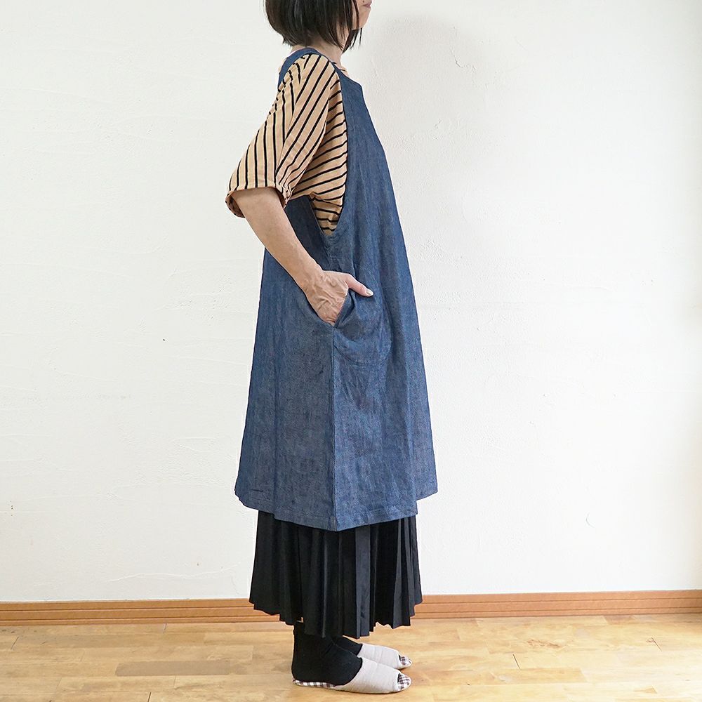 Branch m‘.,ブランチエム,ナチュラル,30代,40代,50代,60代,リネン,ゆったり,エプロン,リネンエプロン,ワンピースエプロン,エプロンワンピース,