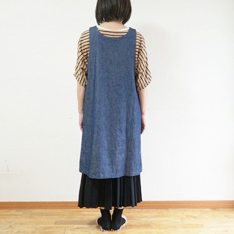 Branch m‘.,ブランチエム,ナチュラル,30代,40代,50代,60代,リネン,ゆったり,エプロン,リネンエプロン,ワンピースエプロン,エプロンワンピース,