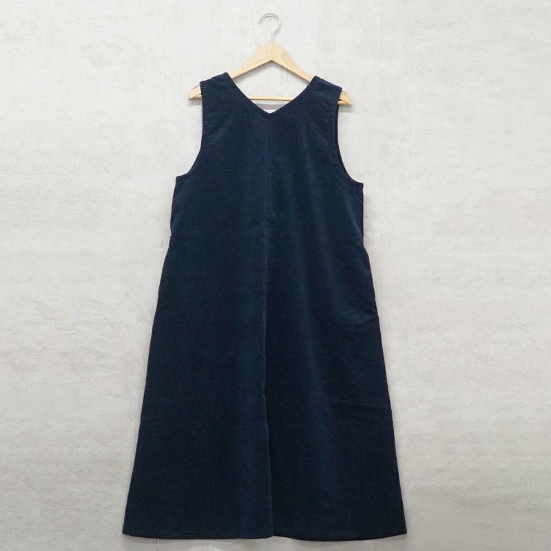 Branch m‘.,ブランチエム,ナチュラル,30代,40代,50代,60代,コットン,綿,ゆったり,ワンピース,ノースリーブワンピース,Vネックワンピース,コーデュロイ,細コール,コーデュロイワンピース,細コールワンピース