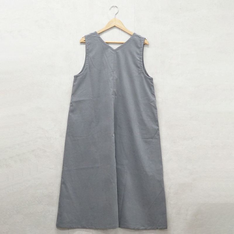 Branch m‘.,ブランチエム,ナチュラル,30代,40代,50代,60代,コットン,綿,ゆったり,ワンピース,ノースリーブワンピース,Vネックワンピース,コーデュロイ,細コール,コーデュロイワンピース,細コールワンピース