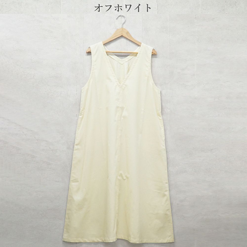 Branch m‘.,ブランチエム,ナチュラル,30代,40代,50代,60代,コットン,綿,ゆったり,ワンピース,ノースリーブワンピース,Vネックワンピース,コーデュロイ,細コール,コーデュロイワンピース,細コールワンピース