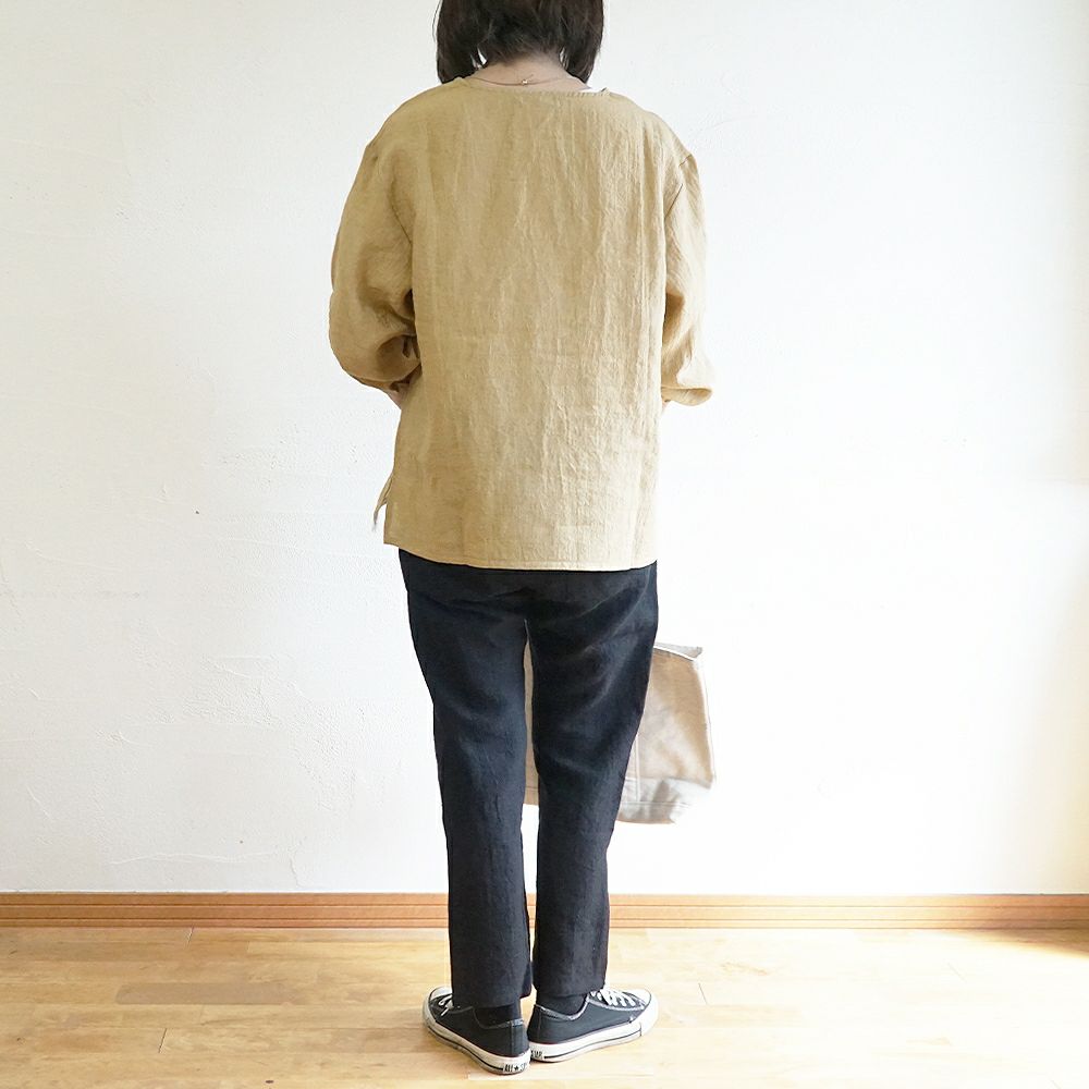 Branch m‘.,ブランチエム,ナチュラル,30代,40代,50代,60代,コーデセット,コーディネートセット,セット売り,ゆったり,blouse,ブラウス,リネンブラウス,プルオーバー,プルオーバーブラウス,リネンプルオーバー,袖ゴム,ストレートパンツ,リネンパンツ,スリムパンツ