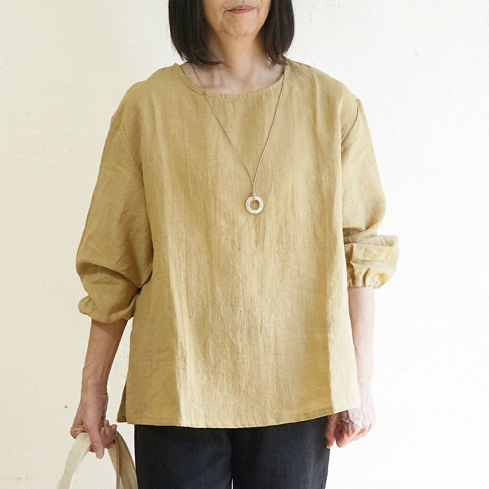 Branch m‘.,ブランチエム,ナチュラル,30代,40代,50代,60代,コーデセット,コーディネートセット,セット売り,ゆったり,blouse,ブラウス,リネンブラウス,プルオーバー,プルオーバーブラウス,リネンプルオーバー,袖ゴム,ストレートパンツ,リネンパンツ,スリムパンツ