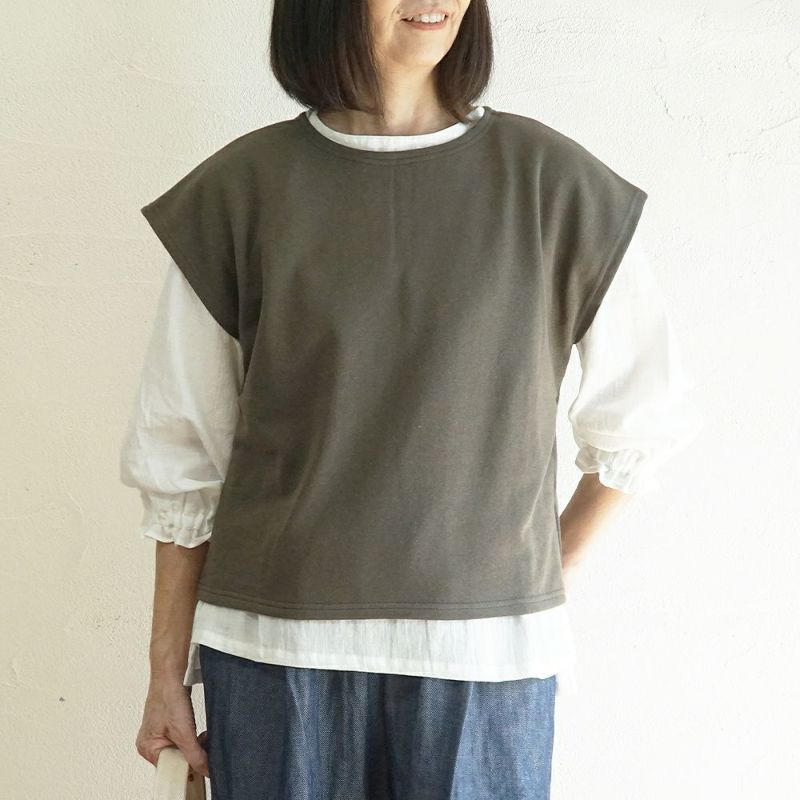 Branch m‘.,ブランチエム,ナチュラル,30代,40代,50代,60代,コーデセット,コーディネートセット,セット売り,ゆったり,ベスト,裏毛,裏毛ベスト,デニム,コクーンパンツ,デニムパンツ,デニムコクーンパンツ