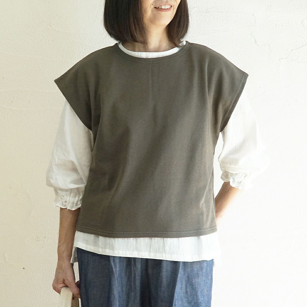 Branch m‘.,ブランチエム,ナチュラル,30代,40代,50代,60代,コーデセット,コーディネートセット,セット売り,ゆったり,ベスト,裏毛,裏毛ベスト,デニム,コクーンパンツ,デニムパンツ,デニムコクーンパンツ