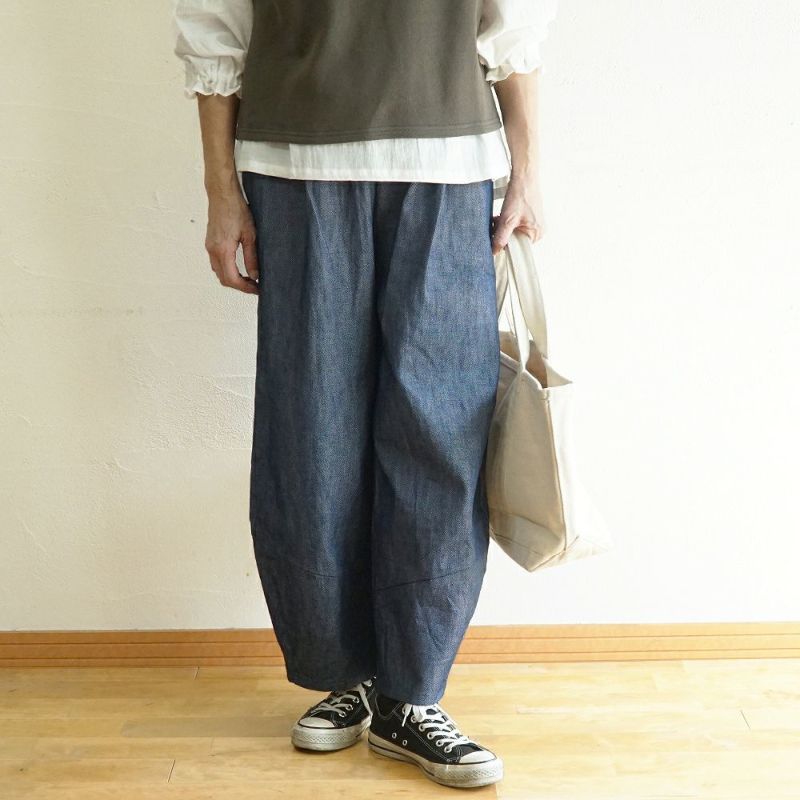 Branch m‘.,ブランチエム,ナチュラル,30代,40代,50代,60代,コーデセット,コーディネートセット,セット売り,ゆったり,ベスト,裏毛,裏毛ベスト,デニム,コクーンパンツ,デニムパンツ,デニムコクーンパンツ